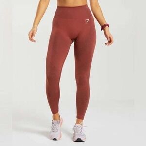 GymShark Seamless High-Waisted Vital Leggings Rust Brick Marl Red Size S